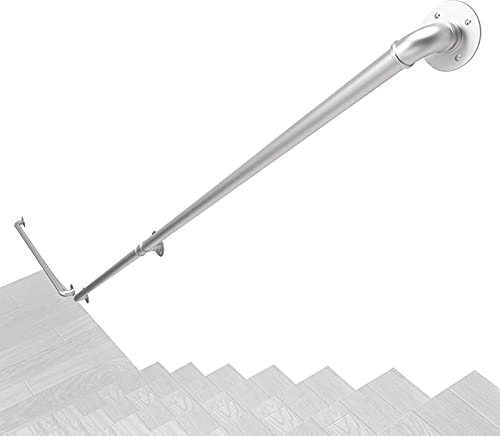 qiaosiye Corrimano in Ferro Battuto Passamano per Interni Scale, semplicità Moderna Ringhiera Fissaggio a Parete, Oro | Argento | Nero | Bianco | Giallo (Color : Silver, Size : 3.3ft(100cm))