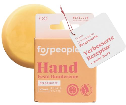 forpeople BIO Handcreme Vegan 30g - Veganer Daumenschmaus, Feste Handcreme für trockene und rissige Hände, Shea Butter, Candelillawachs, Olivenöl, Bergamotte, Naturkosmetik