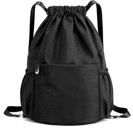 X SIM FITNESSX Sport Turnbeutel, Wasserdicht Beutel Unisex Rucksack Daypack Gym Bag, Sportbeutel Beuteltasche für Schule Sport, Reisen und Outdoor (BLACK-Musterstil)
