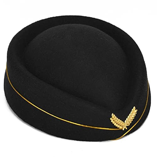 Stewardess Barett Frauen Stewardessen Party Cosplay Formal Uniform Caps Zubehör Partyhüte Kostüm Stewardess schwarz