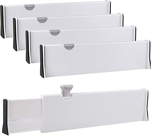 Labstandard 4er-Set Schubladentrenner Küche Verstellbar 37.8-54 cm Plastik Schubladenteiler Hoch Schubladen Organizer für Küche Kommode Badezimmer Schlafzimmer Schubladenunterteiler