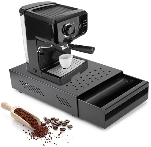 EFUTURETIME Kaffeesatz Abschlagbehälter 35x 25x 10 cm Sudschublade,Schwarz | Espresso Schublade Edelstahl Abklopfbehälter für Kaffee Siebträger mit ausnehmbarer Abklopfstange