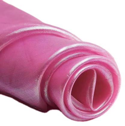 150cmx3m Organza Stoffe,Glanz Satin Modestoff Dekostoff Kostümstoff Stoffe zum Nähen Meterware Dekorieren,Brautschleiern Hochzeitskleid Tischläufer Hochzeit Geburtstag Party Deko,Tiefes Rosenrot