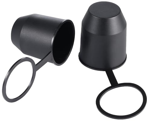 Kundorf Anhängerkupplung Schutzkappe mit Sicherungsring 2 Stück, für 50mm Kugelkopf Anhänger Kupplung, Staubdicht und Wasserdicht, Universal Kugelabdeckung für Auto, Wohnmobil, Kugelkopfschutz Schwarz