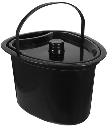 ULTECHNOVO Chamber Pot with Lid Portable Plastic Bedpan for Elderly Kids and Patients Contoured Urine Bedpan for Home Hospital and Bedroom Use 10.43 X 8.86 X 6.69 in