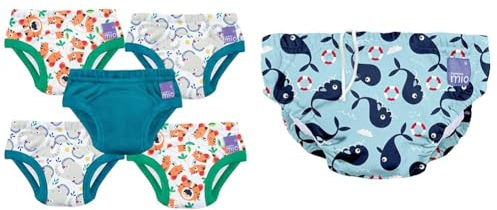 Bambino Mio, revolutionäre Wiederverwendbare Töpfchen-Trainingshose für Jungen und Mädchen, 5er-Packung & revolutionäre wiederverwendbare Schwimmwindel