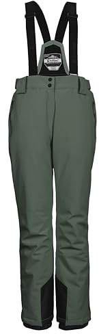 killtec Damen Ksw 249 Wmn Pnts Funktionshose Skihose Mit Abnehmbaren Trägern, Kantenschutz Und Schneefang, Grün/Grau, 50 EU