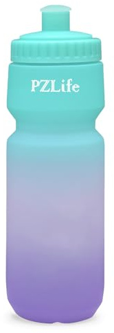 PZLife BPA Free Bike Water Bottle 24oz, Leakproof & Reusable Cycling Squeeze Bottle with Pull-Top Lid & Capacity Scale, for Bicycle, Mountain Bike, Gym, Running, School, Hiking