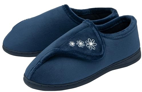 NorthSole Womens Slippers Slip On Adjustable Fastening Sizes 3-8 | Hook & Loop Rip Tape Fastening Ladies Memory Foam