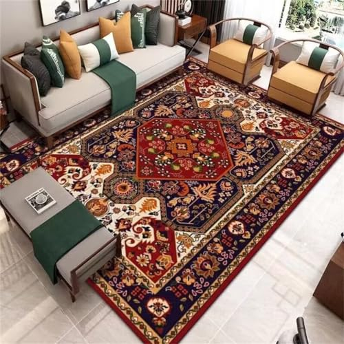 DJHWWD Zimmers Teppichboden Kinderteppich Wald Weicher und langlebiger Wohnzimmerteppich mit Vintage-Blumenmuster 200x300CM Rot Kinderteppiche Mädchen