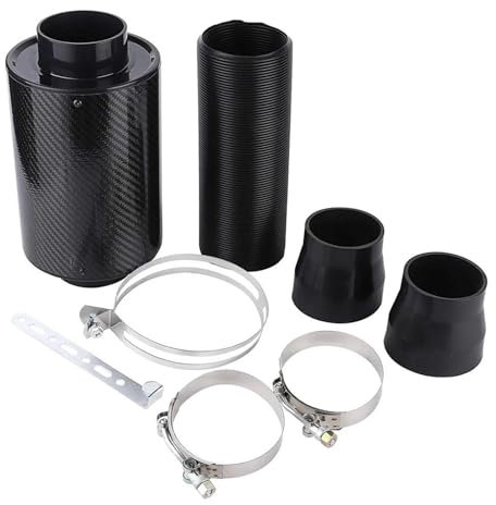 Luftansaugschlauch 1 Set Universal-Luftfilteradapter Faltenbalg Auto Kaltluftfilterzufuhr Geschlossener Ansaugschlauchsatz Kohlefaser Auto Lufteinlass