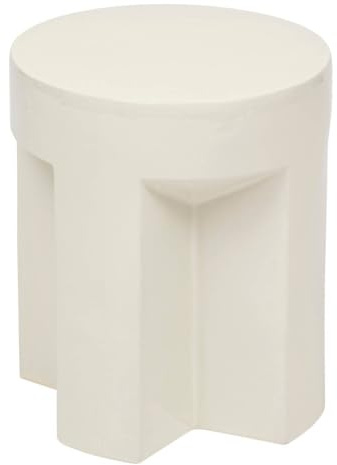 Table à café Table d'appoint en céramique Blanc Ivoire D 34 cm - Atmosphera