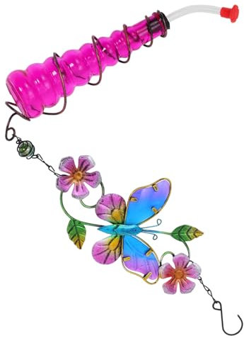 YARNOW Sicherer -futterspender Aus Eisen und Glas Eingebrannte Farbe und Eleganter Wasserbehälter Vogelfütterungszubehör