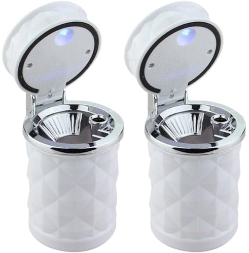 Lpitoy Cenicero Portátil De 2 Piezas con Tapa a Prueba De Olores, Cenicero De Cigarrillos con Luz Led, Cenicero De Coche para Mayoría De Portavasos De Coche, Camión, Oficina, Hogar