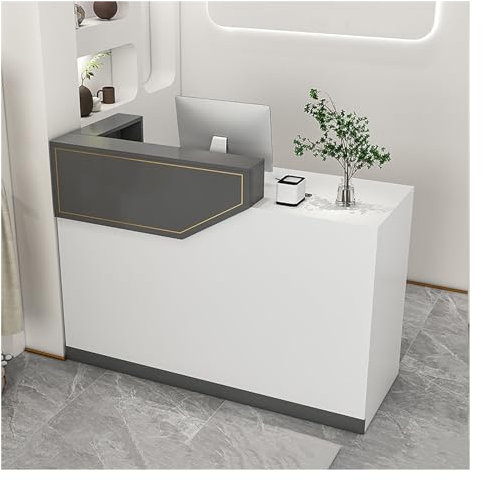 Moderner Rezeptionstisch aus Holz mit Schrank für Salon, Spa, Büro, Einzelhandel, Kasse, stilvoller Thekentisch vorn für Schönheits- und Lobbybereiche