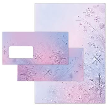 Briefpapier Weihnachten Weihnachtsbriefpapier mit Umschlag Umschlägen mit Fenster Weihnachtspapier A4 für Kunden (25 Blätter + 25 Umschläge)