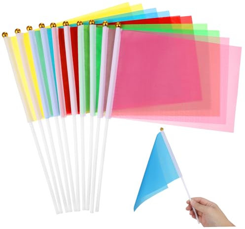 CAXUSD Kleiner Flaggen 50 Stück Handheld Quadratische Flagge Für Partys Festivals Dekoration 10 Stück Rot 10 Stück Grün Langlebiges Polyester Material 14x21cm Party Banner Für