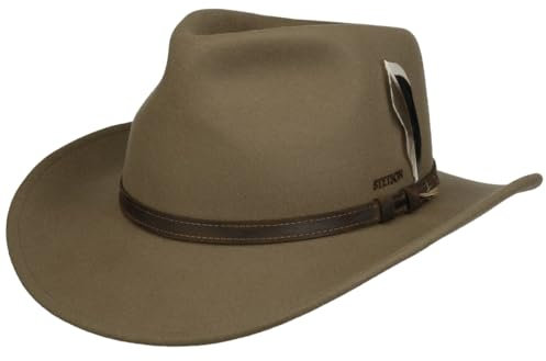 Stetson Mobridge Westernhut Wollfilz Ledergarnitur Herren Sommer Winter Dunkelbeige XXL (62-63 cm)