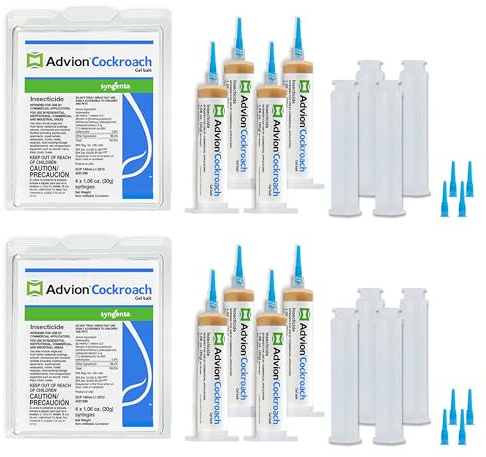 Advion Cockroach Gel Bait, 4 Tubes x 30-Grams, 4 Plunger and 4 Tips (Pack of 2)