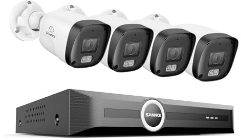 SANNCE 3MP POE CCTV Camera Systems, 6MP NVR 8CH with 4x 3MP Outdoor Security Cameras for House Security, Outdoor IP CCTV Cameras with Motion Detection, Night Vision, Remote Access, NO HDD