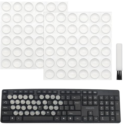 72 Pcs Raised Keyboard Sticker for Long Nails, with cleaning brush, Adhesive Keycap Riser for Nail Art Protective Keycap Bubbles Silicone Sticky Pad Suitable for Tying and Gaming, Hemispherical