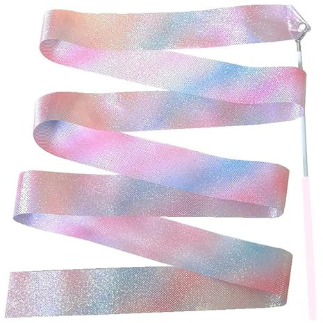 JHSDHYD Dansband 2/4 m blinkande dansband med stav färgglatt gymnastikband, estetiskt virvlande bandstreamer för konstnärlig dansträning (rosa 4 m)
