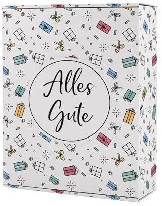 Herz & Heim® Geschenkbox aus stabilem Karton – verschiedene Größen & Motive – Geschenkverpackung für Geburtstag, Muttertag, Vatertag & Dankeschön (Alles Gute, XL (35,5 × 10,5 × 28 cm))