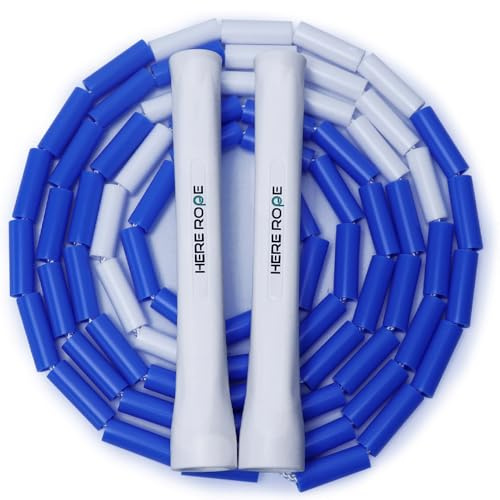 HEREROPE 3,1M verstellbares Perlen-Springseil – Unzerbrechliche Griffe, Splitterfeste Perlen, Verwicklungsfrei | Ideal für Rhythmus, Kontrolle, Cardio & Fitness (blau)