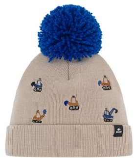 Eisbär Mütze Talur Pompon Kids - warme Bommelmütze Jungen & Mädchen - 53 cm (5-6 Jahre) - kuschelige mit Ohrenklappen & zum Binden Kindermütze Haube Pudelmütze Beanie weich warm