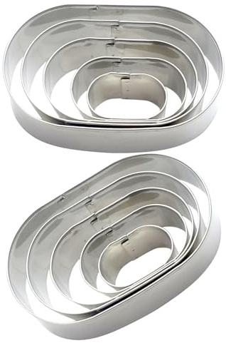 OSALADI 2 Set Formine Ovali in Acciaio per Biscotti Tagliabiscotti Multipli per Pasticceria e Donut Strumenti per Dolci Fatti Mano per Decorazioni Natalizie e Uso Versatile in Cucina