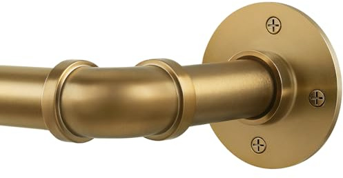 DEFYNEE Asta per tende industriale, da 80 a 305 cm, diametro 25 mm, asta allungabile per terrazza, porta scorrevole in vetro, soggiorno, oro scuro spazzolato