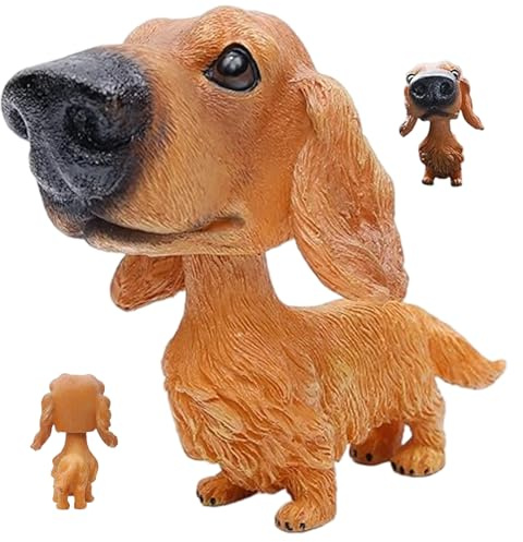 Takingup Wackelkopf für Autos, niedliche nickende Hundefiguren aus Kunstharz, Bezauberndes Dackel-Geschenk für Kinder und Erwachsene, 12, 7 cm, Hundefiguren