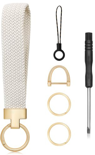 Happtkey Porte-clés élastique tressé avec 2 porte-clés et anneau en D pour homme et femme