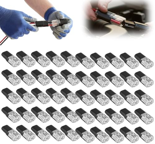 Double-Wire Plug-in Connector with Locking Buckle,Led Light Strip Connectors,2 Pin Solderless Quick Low Voltage Wire Connectors,for 18-22AWG Wire (50PCS)