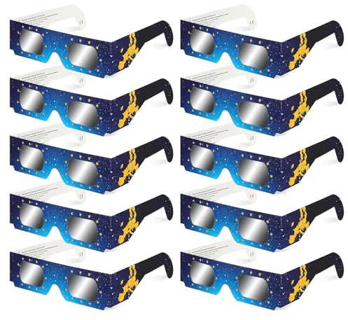 QIWEI Gafas para Eclipse Solar QW-SOZ1，Certificadas EN ISO 12312-2, Visores Solares Seguros para Observación Directa del Sol, Filtros de Alta Definición
