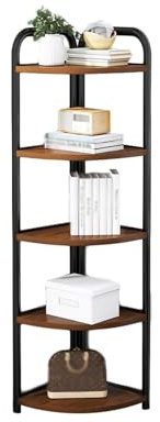 Scaffale ad angolo a 4/5 livelli, scaffale ad angolo, libreria aperta, alta e stretta for riporre libri, CD, for soggiorni, camere da letto, studi(32x32x138cm)