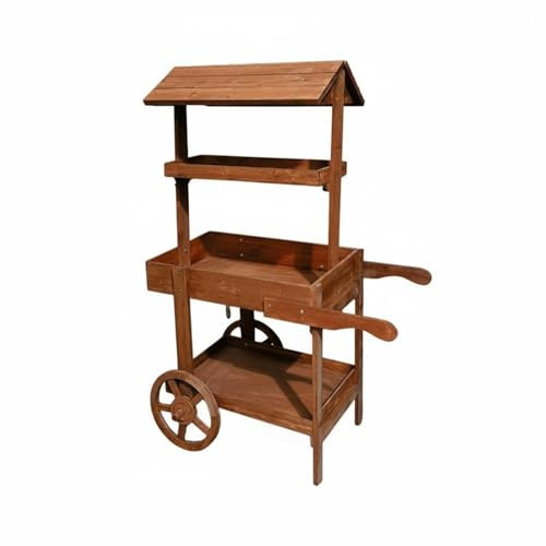 Wsymxuo Carro de Flores Estilo Envejecido Carro Florero Ruedas Multiusos Estantería Vintage con Ruedas para Escaparate, Salón, 85 50 125CM, Marrón