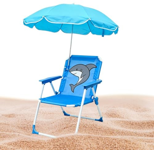 Wscwl Kids Umbrella Chair - Beach Sand Chair with Umbrella | Wear-Resistant Sand Outdoor Seat with Parasol for Patio Pool Garden Picnic Lawn Travel