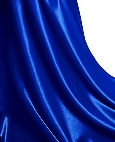 MDS Satin Fabric 5 Yards, 44 Wide, Silky Smooth Charmeuse Sateen Cloth for Wedding Arch Drapery Panel Backdrop Party Event Banquet Home Decoration Curtain Crafts DIY Sewing Costume - Royal Blue