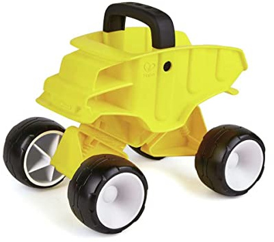 Hape Dump Truck, Beach Truck for Kids, Push & Pull Sand Toy for Toddlers 12 Months and Up, Yellow