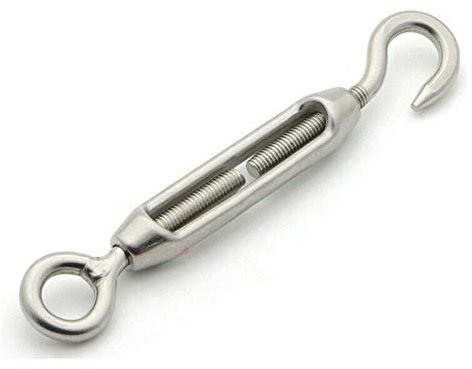 SUPERTOOL Edelstahl-Spannschloss M4, Edelstahl-Haken und Öse, Spannschloss Drahtseilspannung für Rohrsysteme, Kettengliederzaun, Klimmzugleine usw. (2 Stück)