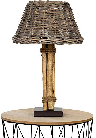 levandeo Lampe Tischlampe H50cm Holz Holzlampe Weide Unikat Braun Treibholz Leuchte Deko Shabby Chic Vintage Vollweide