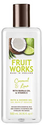 Fruit Works Coconut & Lime Bath & Shower Gel, Cleansing, Hydrating, Soothing 500ml