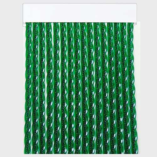 Cortinas Exterior Puerta de Cordon Hydra | Tiras Plastico PVC y Barra Aluminio | Ideal para Terraza y Porche | Antimoscas | Verde Oscuro | 210 * 90