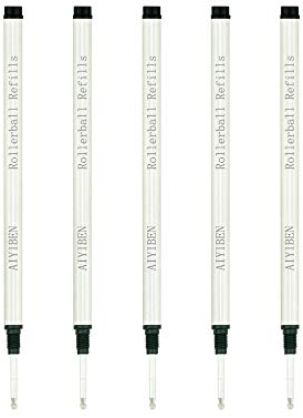 Tintenroller-Ersatzminen – glattes Schreiben Tinte, feine 0,5 mm Gewinde-Rollkugelminen (5 x schwarz)