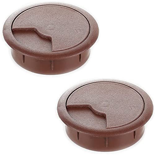 sossai® Kabeldurchführung KDM2 (2 Stück) | Kabeldurchlass/Schreibtischkanal für Schreibtische, Büro & Arbeitsplatten | Farbe: Braun | Durchmesser: 80 mm | Material: Kunststoff