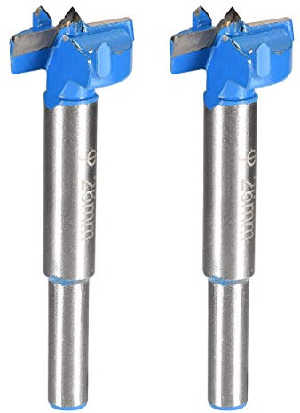 sourcing map Forstner Wood Boring Drill Bit 26mm Dia. Hole Saw Carbide Alloy Tip Steel Round Shank Cutting for Woodworking Blue 2Pcs