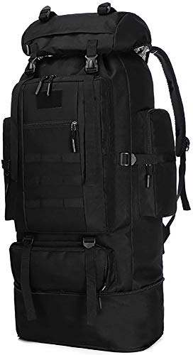 Kabxhueo Outdoor Bergsteigen Rucksack 55L / 80L / 100L Männer Reiserucksack wasserdichte Militär Taschen Klettern Wandern Camouflage Rucksack Große Kapazität Camping Rucksack,100l Black