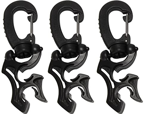 Hacbop 3 Pcs Diving Hose Holder Clip Scuba Diving Double BCD Hose Clip with Snap Hook Buckle for Dive Snorkeling Accessories