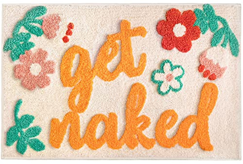 UIOIU Get Naked Badematte, rosa / orange, lustig, niedliche Badematten für Badezimmer, Dekoration, weiche Mikrofaser, rutschfest, maschinenwaschbar, 78,9 x 50,8 cm